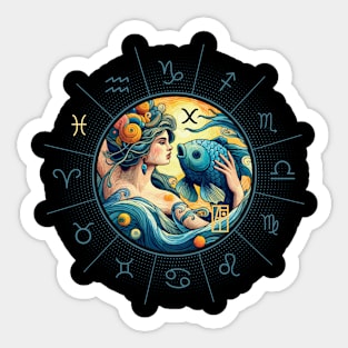 ZODIAC Pisces - Astrological PISCES - PISCES - ZODIAC sign - Van Gogh style - 9 Sticker